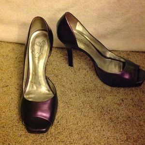 Jessica Simpson D'Orsay Platform MetalPurple Heels